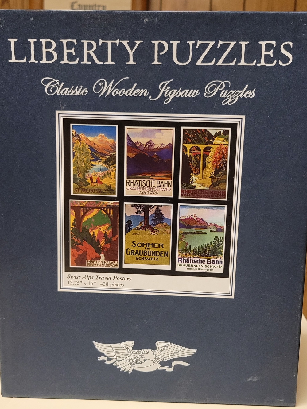 Liberty Puzzles Swiss Alps Travel Posters Jigsaw Puzzle - Navy